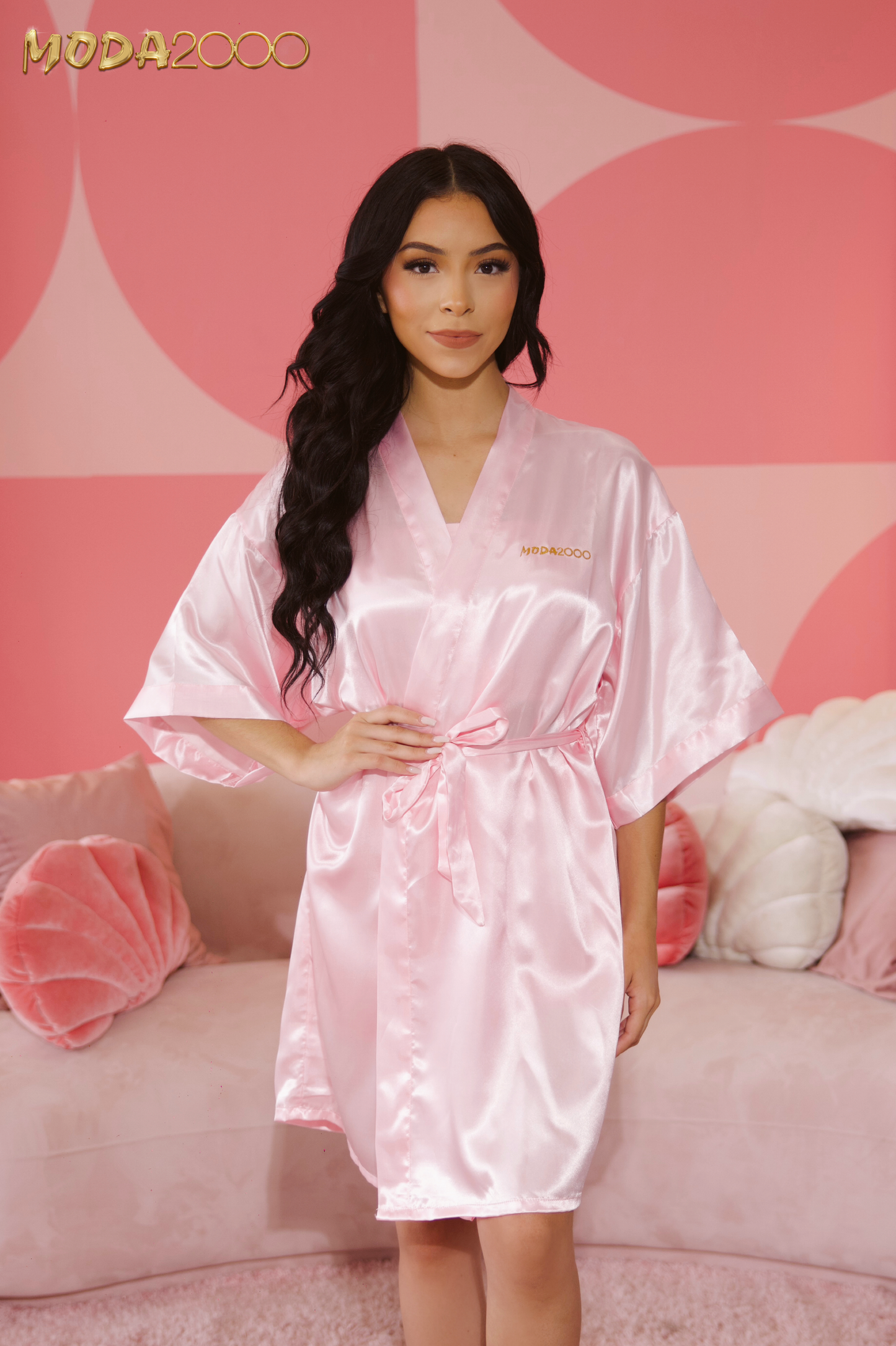 M2K Satin Pink Robe