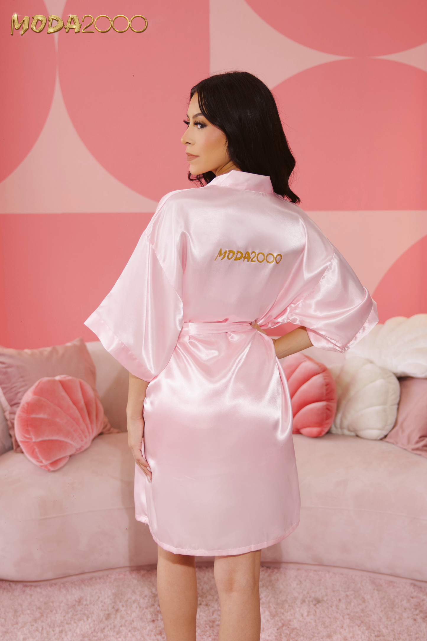 M2K Satin Pink Robe